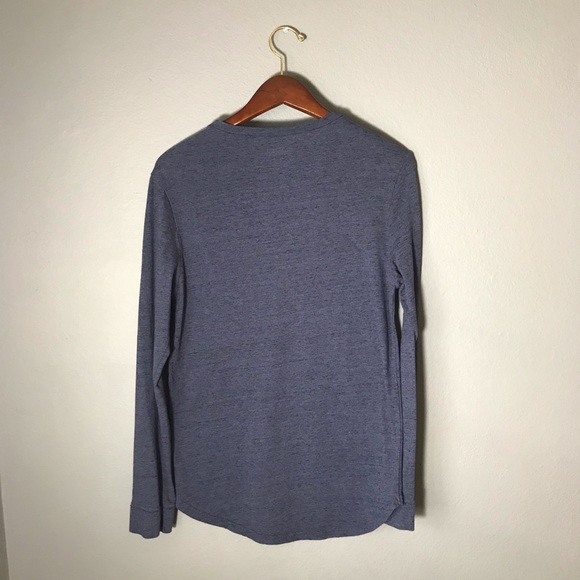 Long Sleeve Heathered Navy Pocket Tee - Picture 3 of 3
